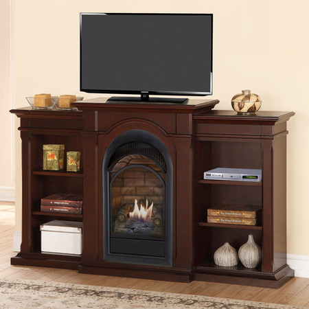 DULUTH FORGE Dual Fuel Ventless Gas Fireplace With Bookshelves - 15,000 Btu FS150T-CBS